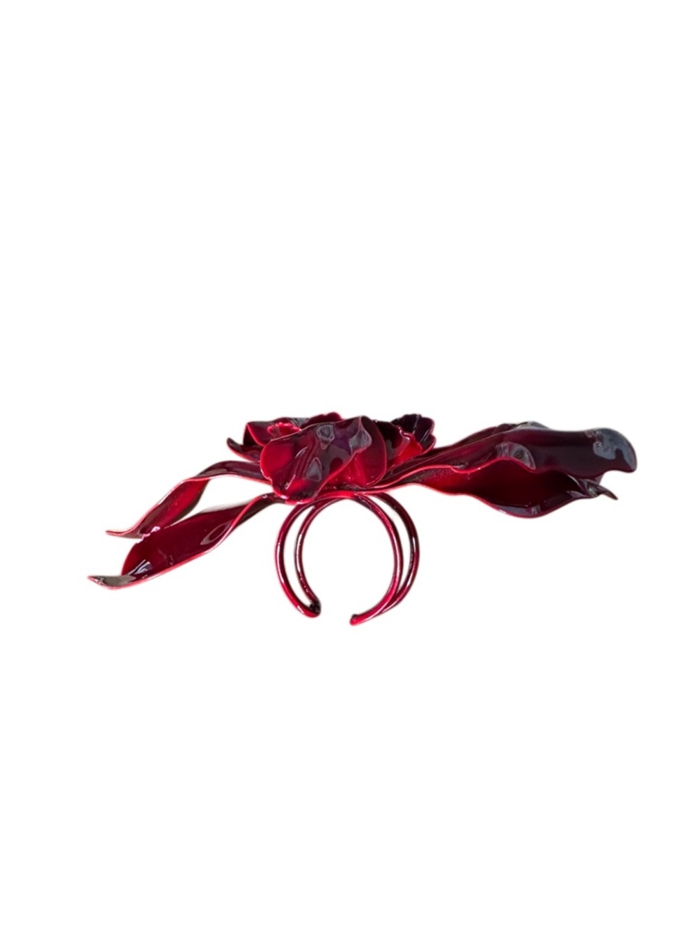 Red Floral Statement Ring - Women Accessories - Picture 3 of 5